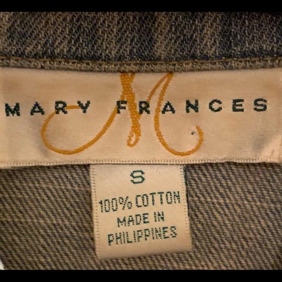 MARY FRANCES Denim EMBELLISHED JACKET Beads-Satin Stones SMALL -MARKDOWN - Picture 4 of 12